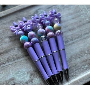 Purple Beaded Pens with Bows